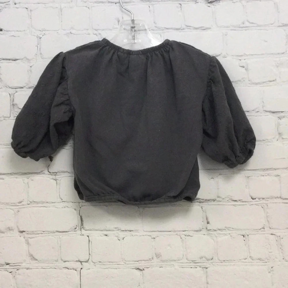 NWOT Zara Puff Sleeve Gray Top size 3-6M - Picture 5 of 6